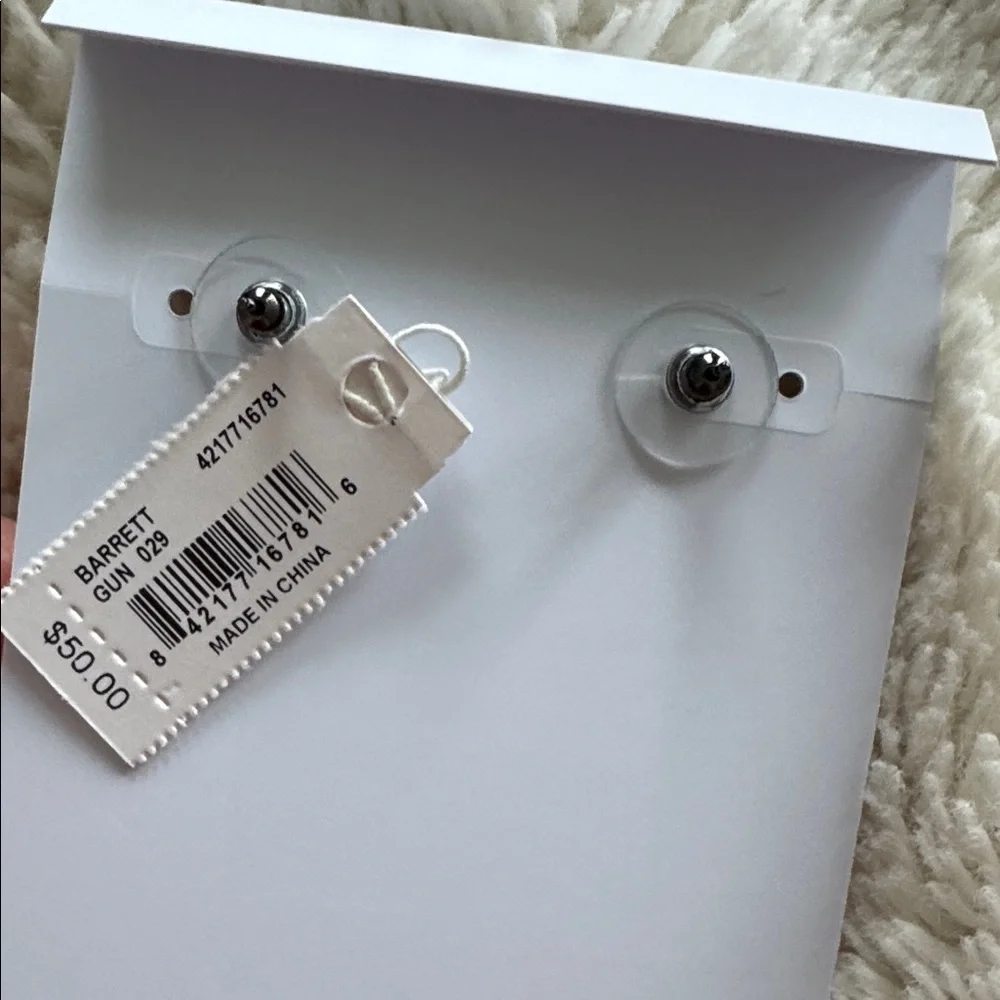 Kendra Scott Gunmetal Grey Tone Stud Pushback Earrings New with Tags Retail $50